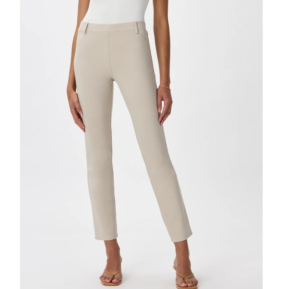 Quince Women's Ultra-Stretch Ponte Straight Leg Pants Ecru Tan Beige- Medium